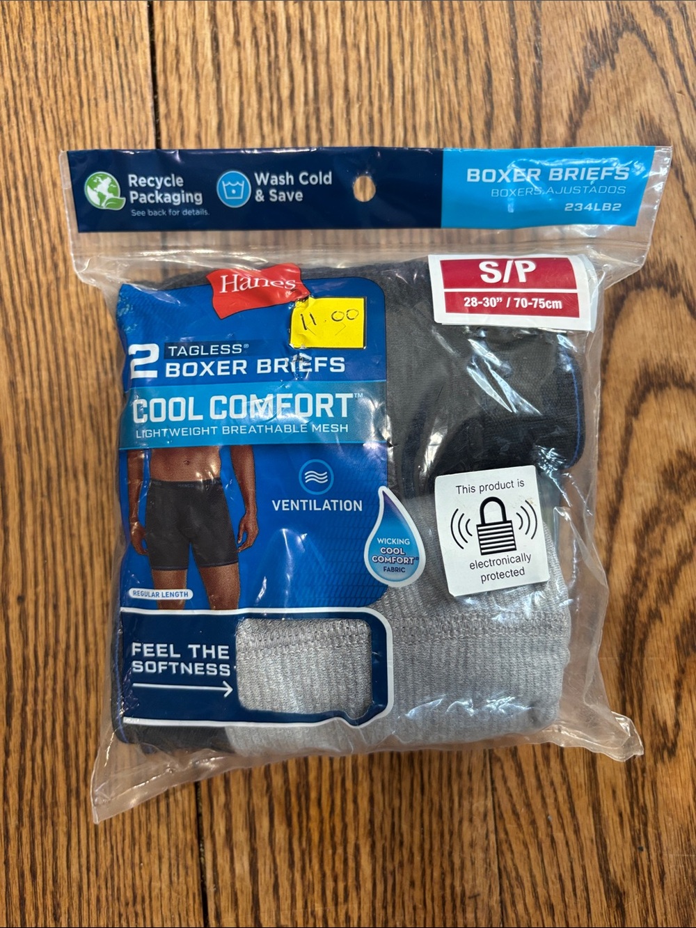 NWT Hanes Cool Comfort Tagless Boxer Briefs - Black & Gray